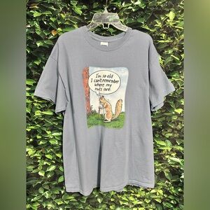 I'm So Old I Can't Remember Where My Nuts Are Squirrel T Shirt Blue Men’s Large